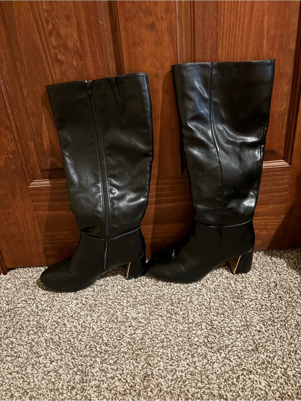 XOXO Black Knee-High Block Heel Boots